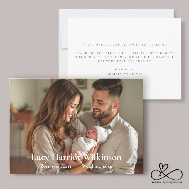 Carte d'annonce de naissance | Annonce de nouveau  (photo newborn birth announcment card , modern personlized minimalistic way to welcome a new baby )
