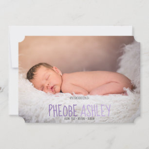 Carte d'annonce de naissance avec écriture introdu