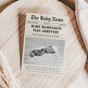 Carte d'annonce de naissance avec photo de journal