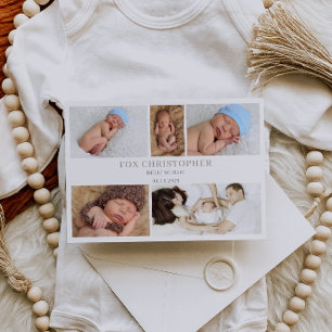 Carte d'annonce de naissance bébé en collage photo