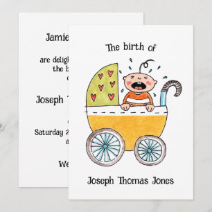 Carte d'annonce de naissance de bébé mignon dans u