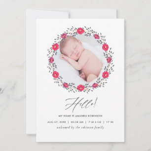 Carte d'annonce de naissance de safari floral à l'