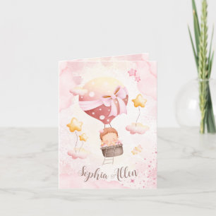 Carte d'annonce de naissance fille ballon aérien d