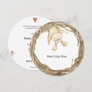 Carte d'annonce de naissance fille bébé animal lap