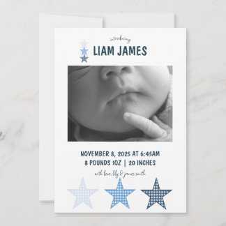 Carte d'annonce de naissance pour bébé garçon à ca