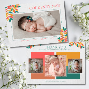 Carte d'annonce de photo de bébé colorée