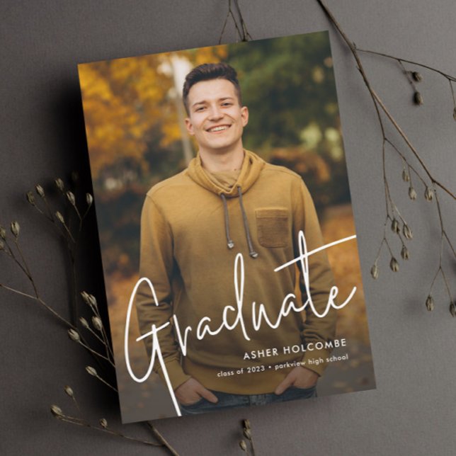 Carte d'annonce de remise de diplôme avec 2 photos (Créateur téléchargé)