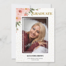 Carte d'annonce de remise de diplôme avec photo et