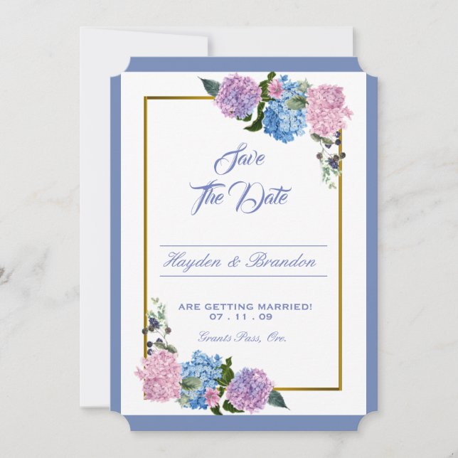 Carte d'annonce élégante à l'hortensia (Devant)