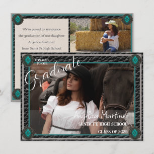 Carte d'annonce plate de photo de cowgirl de style