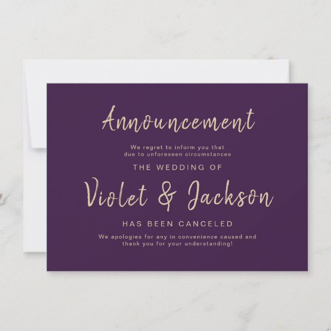 Carte d'annulation de mariage de script minimal po (Devant)