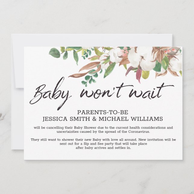 Carte d'annulation de virus Corona baby shower (Devant)