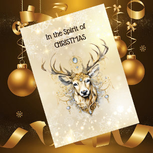 Carte Dans l'esprit de Noël Ornate Gold Deer