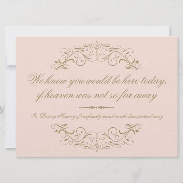 Carte Dans Love Mémoire Blush Antique Flourish Mariage (Devant)
