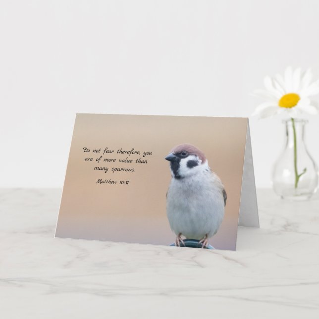 Carte Dans Mes pensées - Sparrow et Matthieu 10:31 (Petite plante)