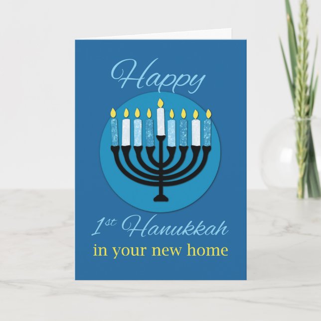 Carte Dans votre nouvelle maison, Hanoukka Menorah en bl (Devant)