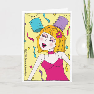 Carte Danse Danser Confetti Party Fille Joyeux Anniversa