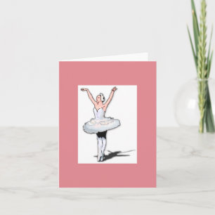 Carte Danse de ballet rose et blanc Ballerina Girl Note