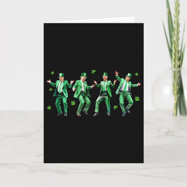 Carte Danse drôle de Trump Saint-Patrick Lmn Panier Noir (Devant)