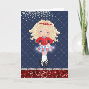 Carte Danse irlandaise personnalisée Blond Girl Annivers