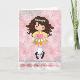 Carte Danse irlandaise personnalisée Brunette Girl Birth