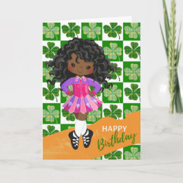 Carte Danse irlandaise shamrock Black Black Girl Anniver
