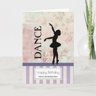 Carte Danse - Silhouette de Ballerine Anniversaire Vinta