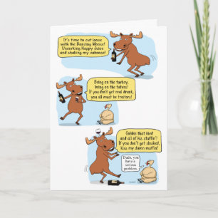 Carte Danser drôle Drunk Moose Thanksgiving