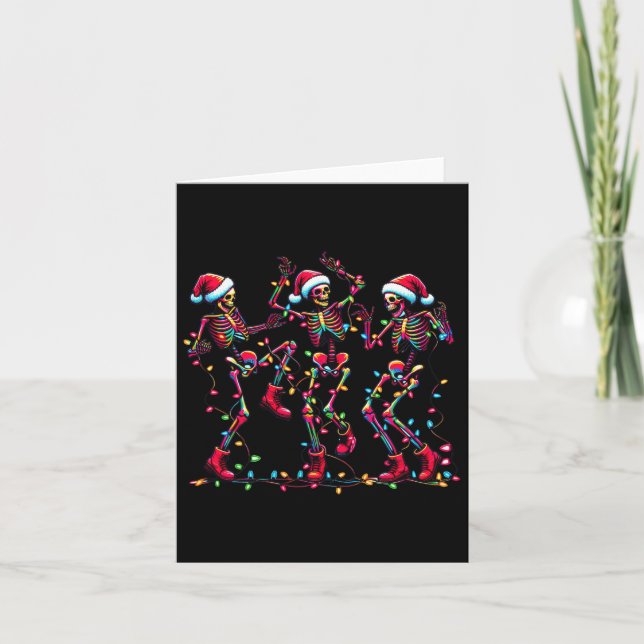 Carte Danser drôle Skeletons Santa Hat Danse Noël (Devant)