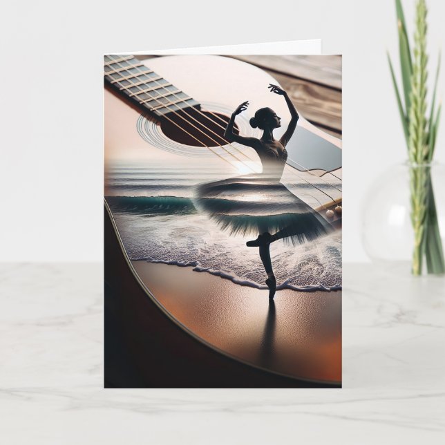 Carte Danseur Ballerina Anniversaire En Guitare (Devant)