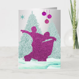 Carte Danseurs De Salle De Bal Avec Ornements Neige Noël