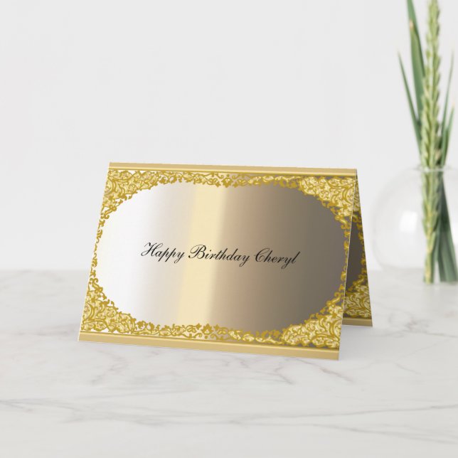 Carte d'apparence or et métal Joyeux anniversaire (Devant)