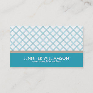 Carte d'appel à la mode Aqua Plaid Maman Card