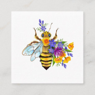 Carte D'appel Abeille à fleurs avec plantes sauvages