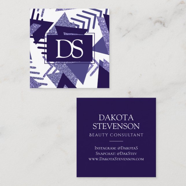 Carte D'appel abstrait Cool des années 80 | Monogramme de formes (Devant / Derrière)