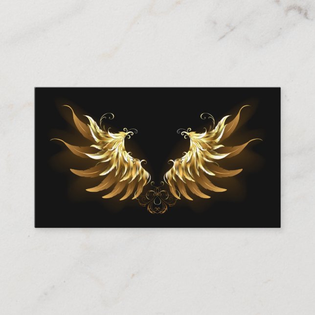 Carte D'appel Ailes d'Ange d'or sur arrière - plan noir (Devant)