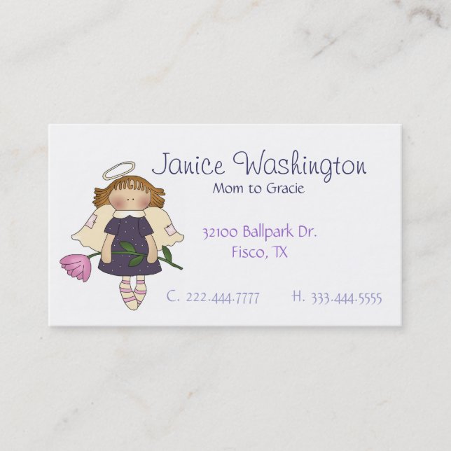Carte D'appel Angel Girl avec Flower Custom Mommy Card (Devant)
