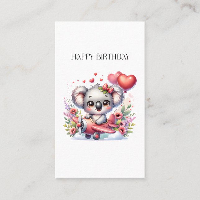 Carte D'appel Anniversaire de Koala Volant (Devant)