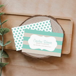 Carte D'appel Aqua et Linen Moderne Stripes et Dots