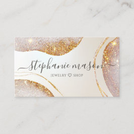 Carte D'appel Aquarelle Abstraite Parties scintillant or Pearles