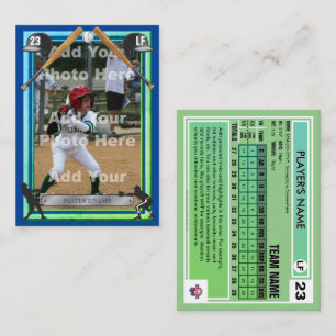 Carte D'appel Baseball Trading Card Bleu/Grn Frt - Statistiques 
