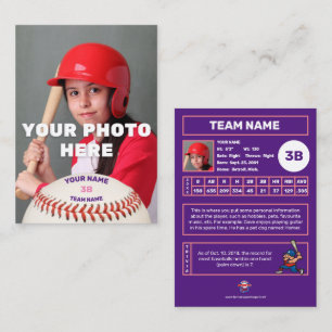 Carte D'appel Baseball Trading Card Purple Back - Statistiques P