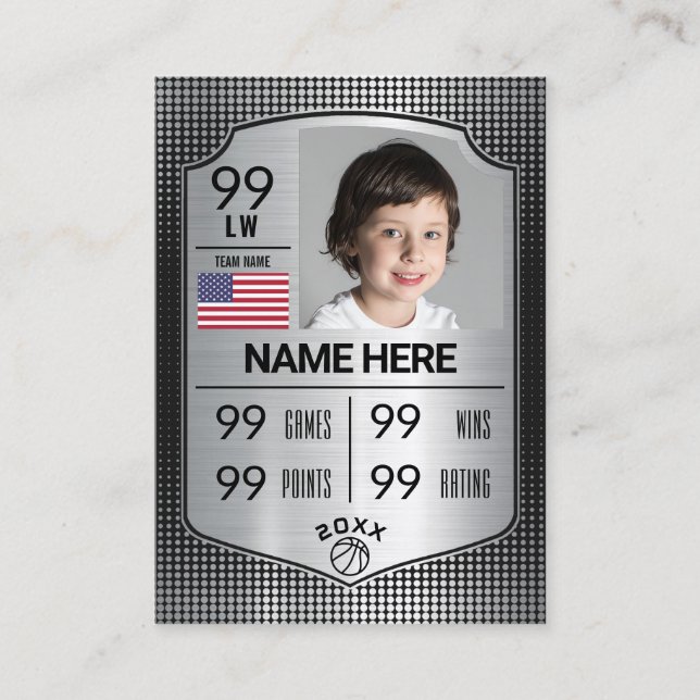 Carte D'appel Basketball Trading Card Player Statistiques Shield (Devant)