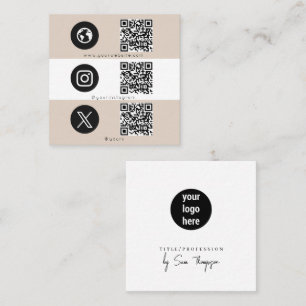 Carte D'appel Bbeige 3 Icône QR Code Affaires Social Media Logo