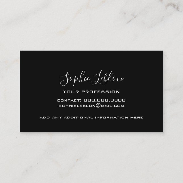 Carte D'appel Black Contact Card with handwritten name (Devant)