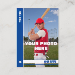 Carte D'appel Bleu Bande Baseball - Statistiques Personnalisées