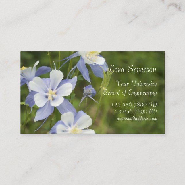 Carte D'appel Blue Columbine Flowers Graduate (Devant)