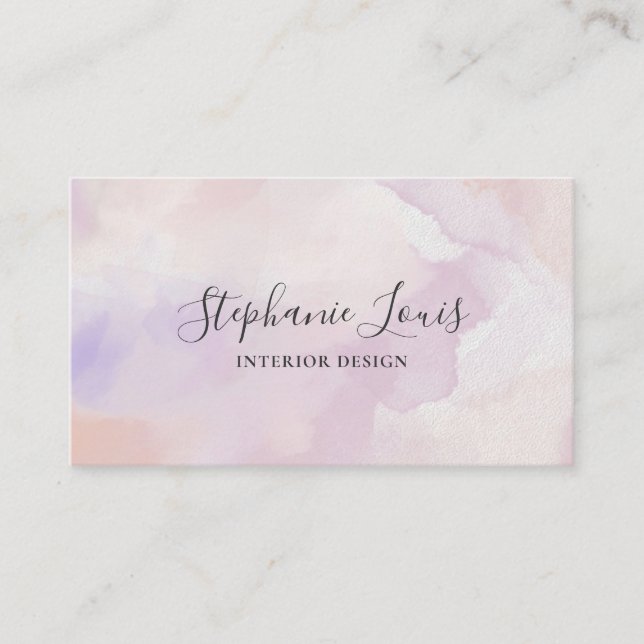 Carte D'appel Boho Abstrait Lavande Violet Aquarelle | Code QR (Devant)