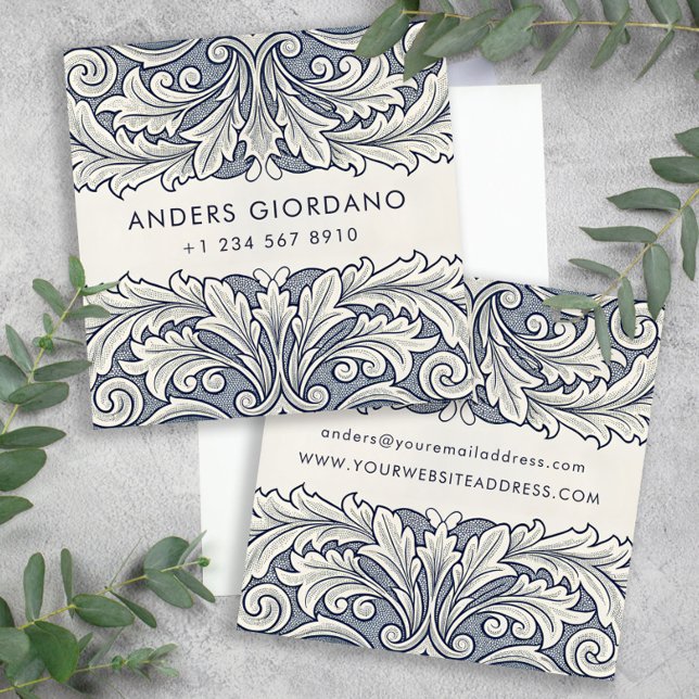 Carte D'appel Boutique ou galerie italienne élégante Damask (Créateur téléchargé)