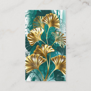 Carte D'appel Branche avec Feuilles d'or Ginko Biloba